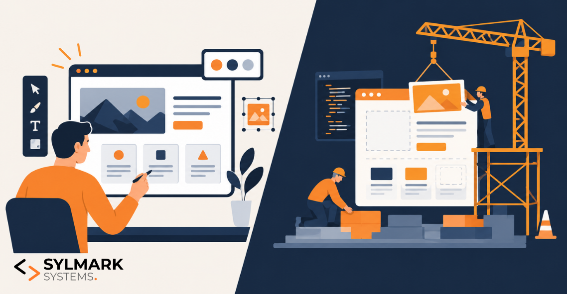 Website redesign vs rebuild planning on a laptop screen